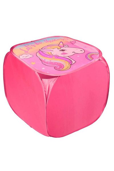 OEM Textile storage box with unicorn print and lid, dimensions 45 x 45 x 45 cm, multicolor