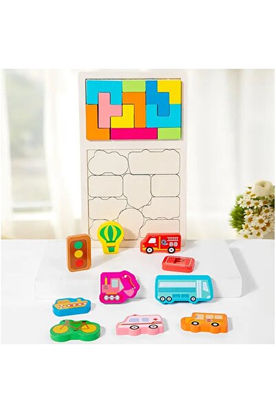 Flippy Montessori Wooden Puzzle for Children, Tetris 2-in-1, 3+ yrs, 21 pcs, 28.5x17x1.2 cm, Multico
