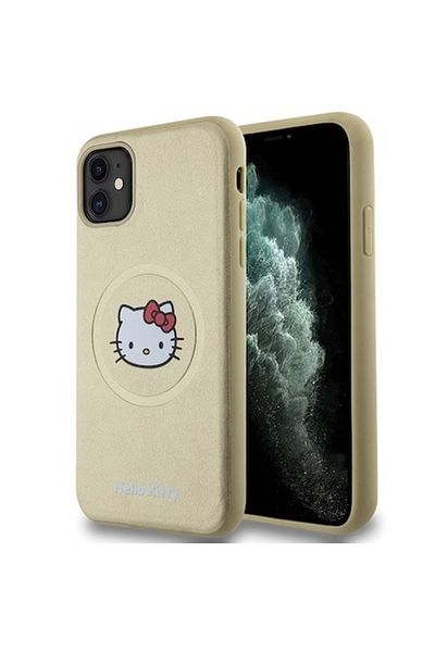 Hello Kitty Husa pentru iPhone 11, Z79, Piele ecologica, Gold