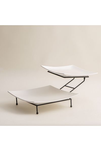 LA MESA 2-tier plate set with black stand