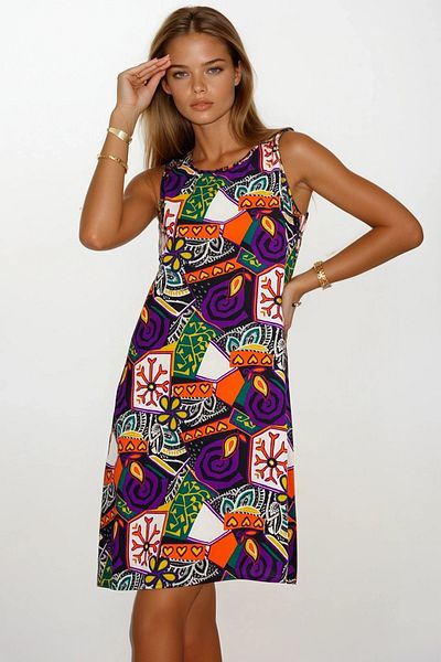 VAGGON Floral Patterned Sleeveless Midi Dress