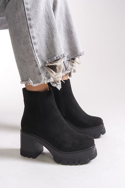 Riccon Eshathbel Women's Heeled Boots 0012510 Black Suede
