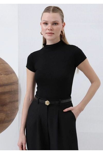 BUSEM Half Collar Short Sleeve Combed Cotton Blouse