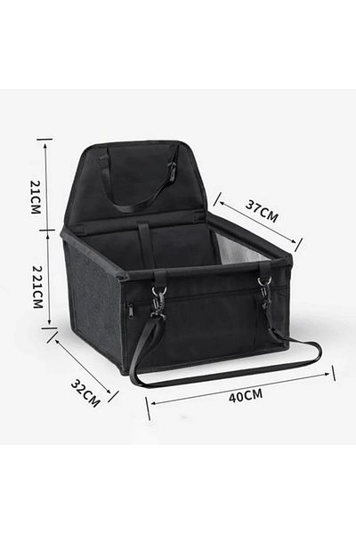 Flippy Scaun auto pentru animale de companie, Flippy, coș auto pentru animale de companie, cu prindere pentru scaun și centură de siguranță, 41 x 34 x 28 cm, negru