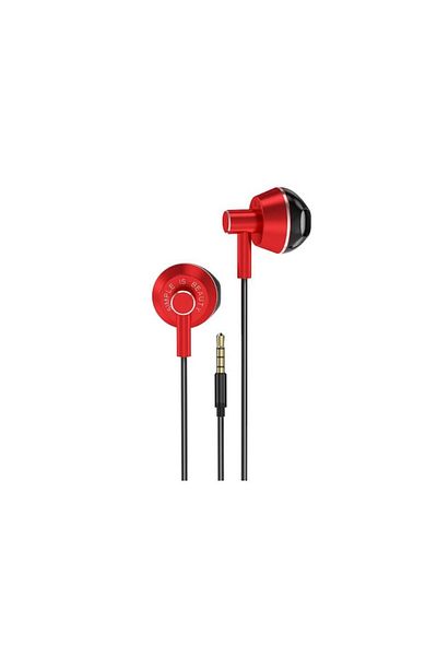 Evolium In-ear headphones with microphone and bass boost function, Red