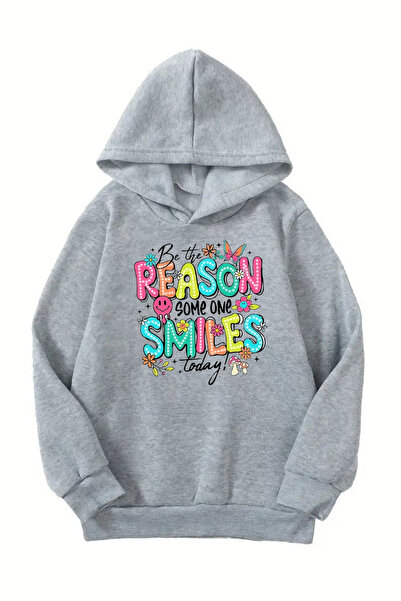 vbs vibes Unisex Gray Children's Hooded Sweatshirt –Reason Smile Printed, Thi...