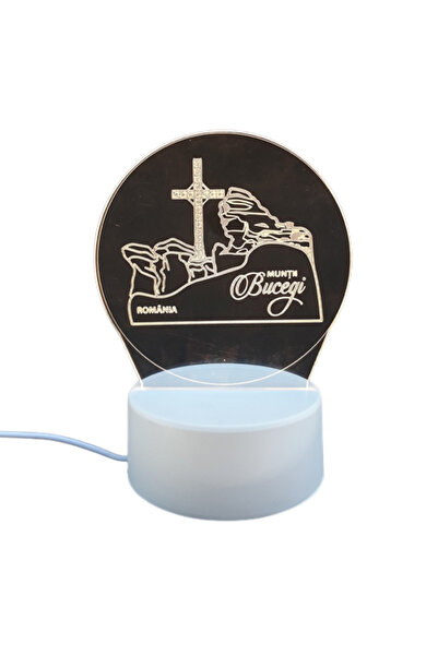 OEM Plastic Table Lamp with LED and USB Charging, Bucegi Mountains Points of Interest, M2, 13x17 cm