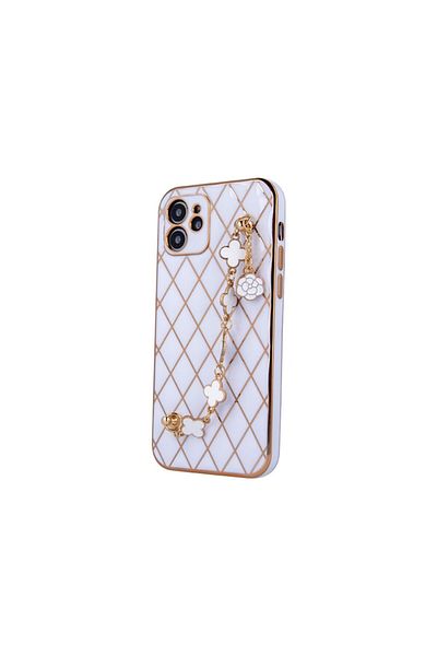 OEM Carcasă de telefon pentru iPhone 12, model Glamour Bling, albă