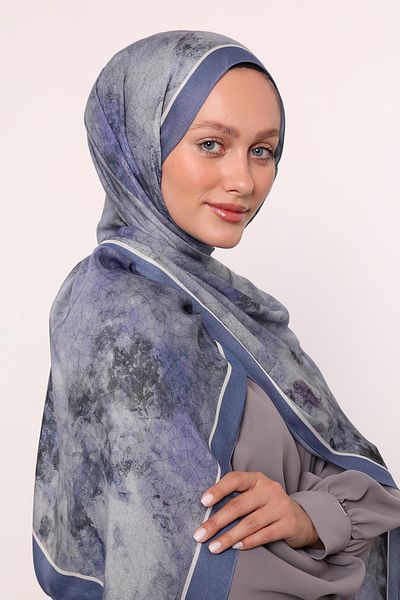 LuvenSara Patterned Silk Shawl |   Indigo