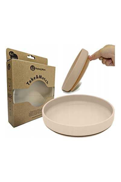 Petite&Mars Farfurie, Petite&Mars, Take&Match, Din silicon, Cu ventuza, Fara BPA, 6 luni+, 400 ml, Bej
