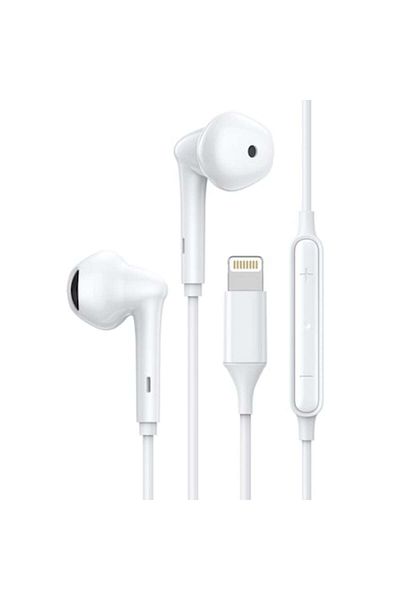 OEM Căști cu microfon compatibile cu iPhone, conector Lightning, bas Dub Step, albe