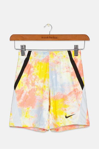 Nike Kids Boy Sportswear Fit Tie Dye Shorts, Coral and Yellow and Black