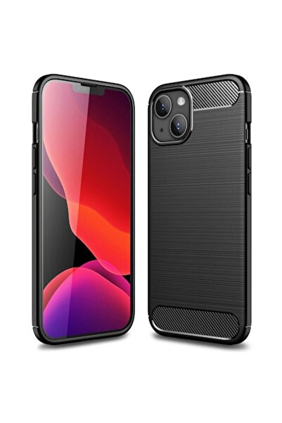 OEM Силиконов калъф Techsuit Carbon за iPhone 14, черен