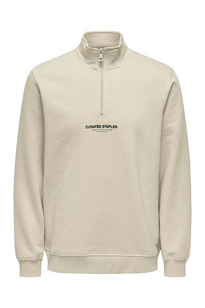 Only & Sons Unbequemes Reg-Sweatshirt mit halbem Reißverschluss – Silver Lining 22030922