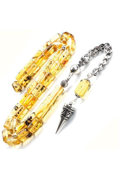 TESBİHCİBABA Old Class Million Year Capsule Fossil Drop Amber Prayer Beads