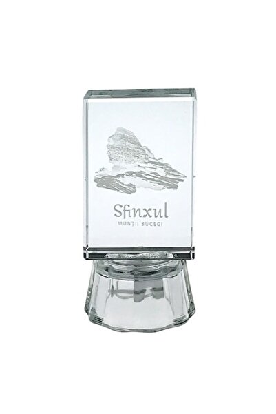 OEM Decorațiune din sticlă cu LED, Munții Bucegi, 4x9cm, Transparentă