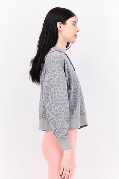 Nike Women Oversized Fit Brand Logo Long Sleeves Outdoor Sweatshirt, Grey Combo