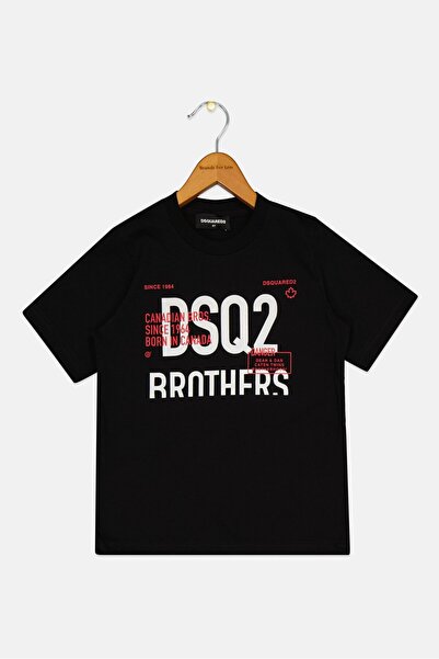 DSquared2 Toddlers Boy Short Sleeves Brand Logo T-Shirt, Black