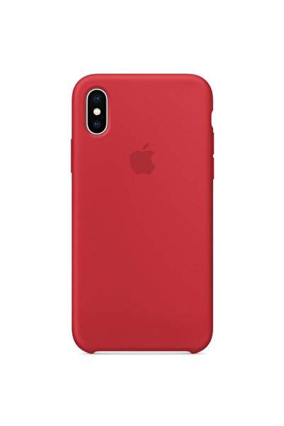 OEM Silicone Case with Apple Logo for iPhone X in Elegant Red