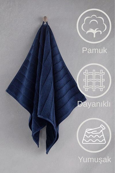 Karna Home Βαμβακερή Μονή Πετσέτα Jacquard Karn Premium Venna 70x140cm - Navy Blue