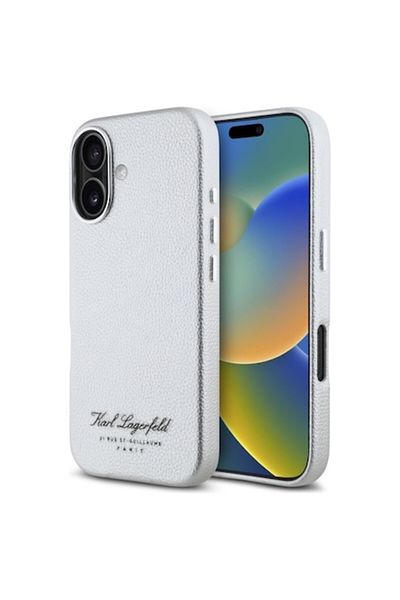 Karl Lagerfeld Husa pentru iPhone 16, T26, Piele ecologica, Grey