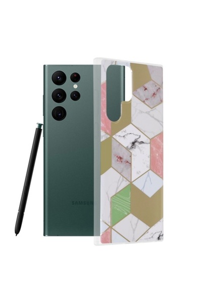 OEM Carcasă din poliuretan hexagonală violetă pentru Samsung Galaxy S22 Ultra 5G