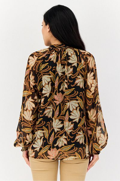 Koton Women Tie neck Long Sleeves Floral Print Blouse, Multicolor
