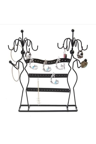 MeGass Dekor Imported Metal Black Color 35X34 cm Earring Necklace Stand