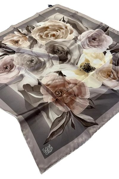 Levidor Eșarfă de mătase Sura LDS2001-01 Model floral Gri-in-12