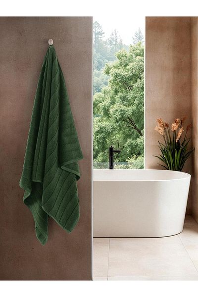Karna Home Cotton Single Towel Jacquard Carnation Premium Venna 70X140 cm - Green