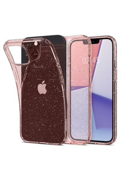 Spigen Carcasă cu sclipici cu cristale lichide pentru iPhone 13, roz transparentă