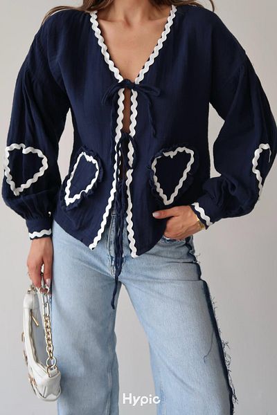 VAGGON Heart Embroidered Tie-Up Seasonal Jacket