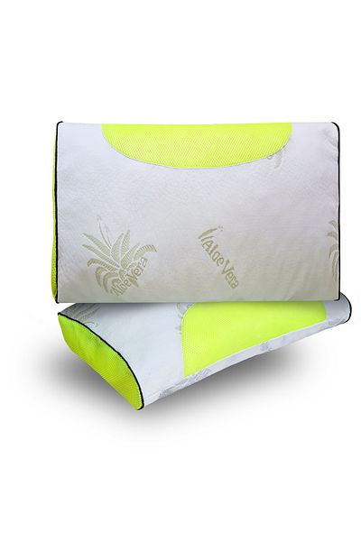 moda home bedding 2 Pcs Gold Series Air-Conditioned Children's Pillow, Skin-Friendly Visco Particles with Aloe Vera Fabric 2200Gr