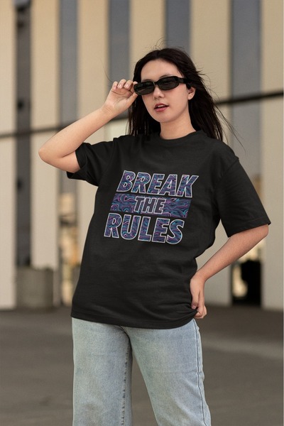 ArtYus Unisex Men/Women Break the Rules Color Printed Oversize 100% Cotton T-Shirt
