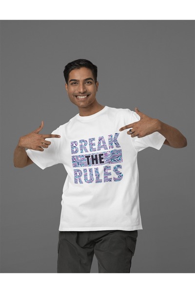 ArtYus Unisex Men/Women Break the Rules Color Printed Oversize 100% Cotton T-Shirt