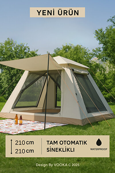 MO DOU 6 Kişilik Otomatik Kamp Çadırı – Sineklikli & 3000 mm Su Geçirmez Outdoor Çadır