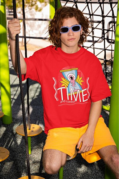 ArtYus Унисекс мъжка/дамска тениска с принт Time Colour, 100% памук, с голям ...