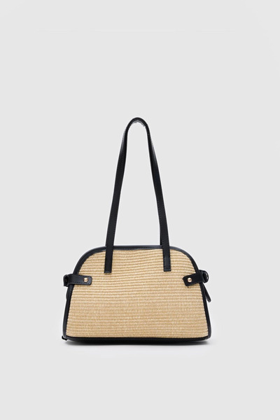 Zenvia Ψάθινη τσάντα με λεπτομέρειες από τεχνητό δέρμα