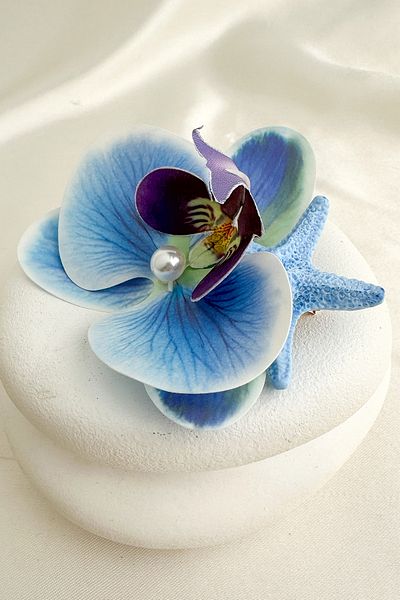 Modex Blue Pearl Detail Orchid Hair Side Clip (9cm)