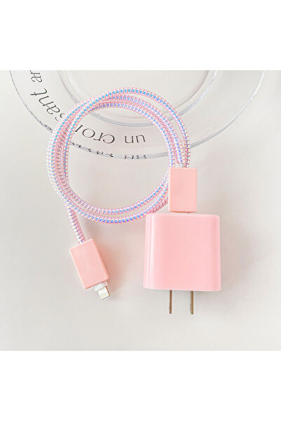 shop Iphone 18/20 Watt Adaptör Uyumlu Düz Renk 4in1 Kablo Koruyucu Set