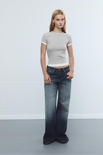 Stradivarius Contrast mock layer T-shirt
