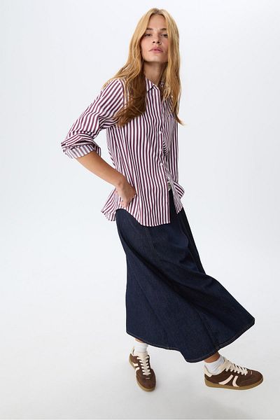 Stradivarius Denim midi Cape skirt with belt