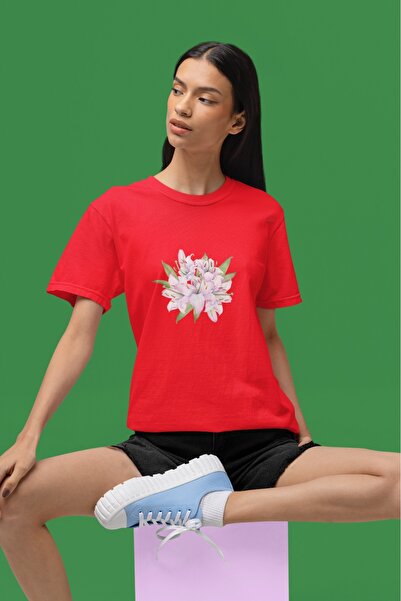 ArtYus Unisex Bărbați/Femei Crin alb Culoare floare cu imprimeu supradimensionat bumbac 100% bucăți tricou