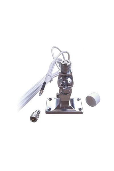 GFN Bază reglabilă pentru antene FM FastFit, nailon și alamă cromată cu cablu coaxial RG58 de 6,6 m