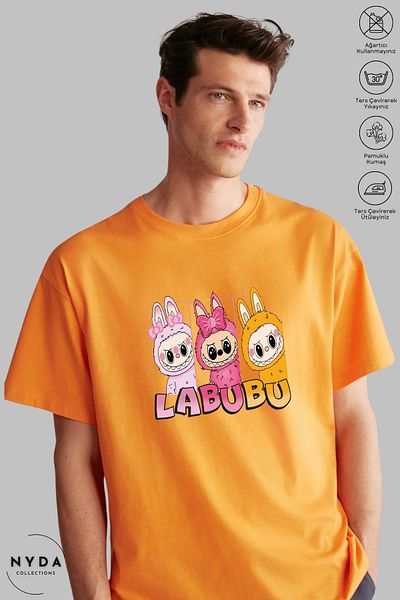 Nyda Collections Unisex Crew Neck Labubu Printed Cotton Oversize Short Sleeve T-Shirt