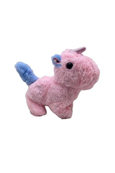 JPT Unicorn roz din plus cu baterii care topaie si emite sunete