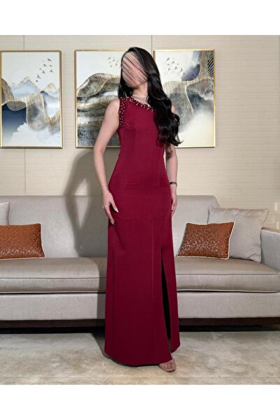 toog فستان عنابي بكتف واحد