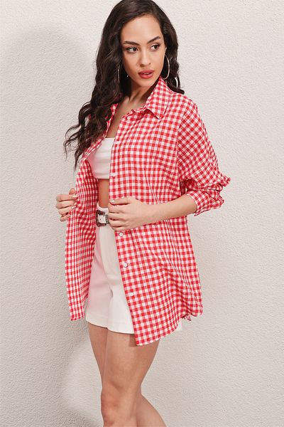Bigdart Women's Oversize Long Shirt Y.Red 1001