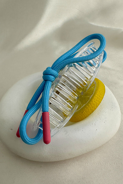 Modex Yellow Lemon Slice Blue Rope Detail Transparent Clamp Buckle (12cm)