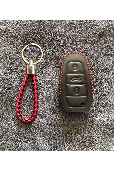 XUKEY Citroen C5 Aircross Deri Anahtar Koruma Kılıfı Ve Örgü Anahtarlık